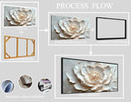 Flower Art Wall Decor for Living Room - White Canvas Wall Art for Office - Large Black Framed Wall Art for Bedroom Size 29" x 59"
