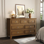 GarveeHome Brown Dresser for Bedroom, 7 Drawer Dresser, Wooden Chest of Drawers with Deep Drawers, 47 in Long Dressers TV Stand, Modern Dressers Organizer with Vintage Handle for Living Room, Hallway