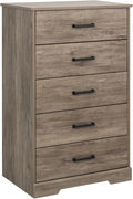 Prepac Rustic Ridge Farmhouse Dresser, Brown Dresser for Bedroom, Chest of Drawers with 5 Drawers 18.5" D x 27.5" W x 43.5" H, DBDR-1605-1