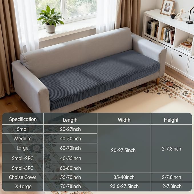 Hokway Stretch Couch Cushion Slipcovers X-Large Reversible Cushion Replacement Slipcovers Sofa Cushion Covers