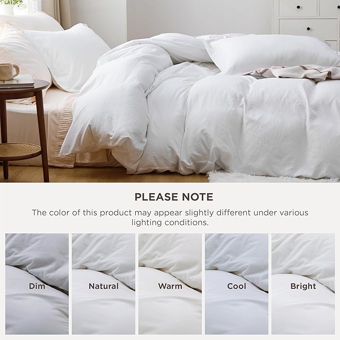 Bedsure Duvet Cover Queen Size Only - Prewashed Cotton-Like Polyester Extra Soft All Season Bedding, Includes 1 Duvet Cover 90x90 Inches with Zipper Closure, White, Comforter Not Included