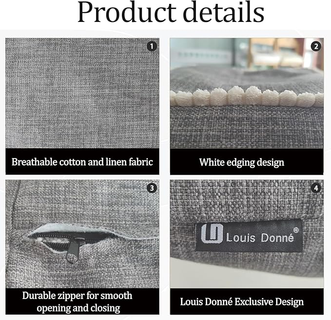 Louis Donné Unstuffed Pouf Cover, 17.7 Inch Square Ottoman Cover, Ottoman Pouf Foot Rest Footstool, Cute Soft Handwoven Footrest/Cushion for Bedroom Living Room ONLY Cover (Wheat-Colored)