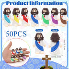 50 Pcs Baby Jesus Figures Mini Jesus Figurines in Bulk Original Design Tiny Miniature Jesus Figures for Hide and Seek, Religious Party Favors, Sunday School, Baptism Gift, Easter Egg Stuffers