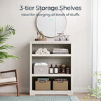 LINSY HOME 3-Tier Bookcase, Small Bookshelf Wood Display Storage Shelves Farmhouse Bookshelf for Home Office, Living Room, Bed Room - White Oak