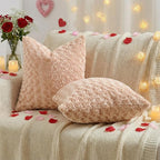 FUTEI Apricot Decorative Throw Pillow Covers 26x26 Inch Set of 2,Soft Solid Rose Swirl Textured Euro Pillow Shams,Valentine's Day Decor for Couch Living Room