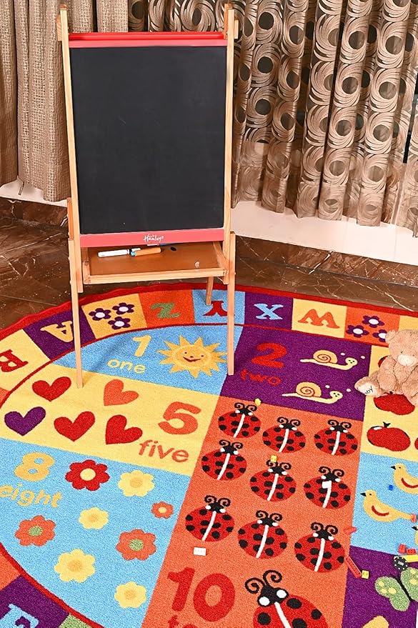 Furnish my Place 740 ABC with Numbers ABC Area Rug for Kids | Educational Alphabet Letter & Numbers | Nurseries Kindergarten | Play Area | Multicolor (9'x13'2" Oval)