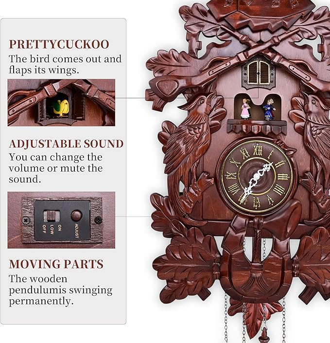 Kendal Cuckoo Clock Large Vintage Deer Handcrafted Wood Cuckoo Clock MX226C