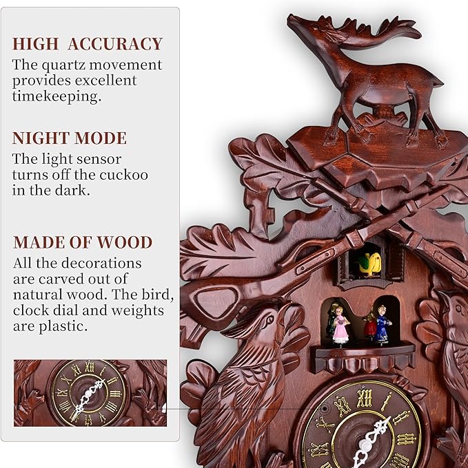 Kendal Cuckoo Clock Large Vintage Deer Handcrafted Wood Cuckoo Clock MX226C