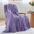 NEWCOSPLAY Super Soft Queen Blanket Lavender Premium Silky Flannel Fleece Leaves Pattern Lightweight Bed Blanket All Season Use (Lavender, Queen(90"x90"))
