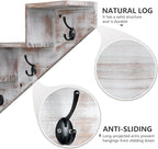 Coat Rack Wall Mount with Shelf, White Ladder Shelf with Hooks Underneath, Wall Mounted Rise Wooden shelves for Decorative, 4 Double Hooks for Hanging Coats, Keys, Books, Flowers, Planter, Towels