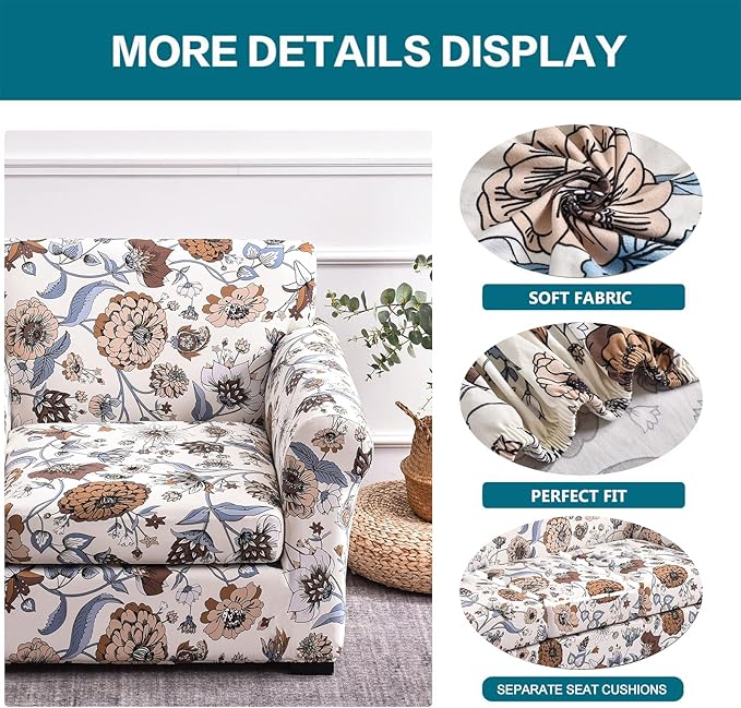 KRFOONN 2 Piece Chair Covers Printed Sofa Covers Couch Covers Washable Armchair Sofa Couch Slipcover Furniture Protector with Elastic Bottom for Living Room (Armchair, 11), Small