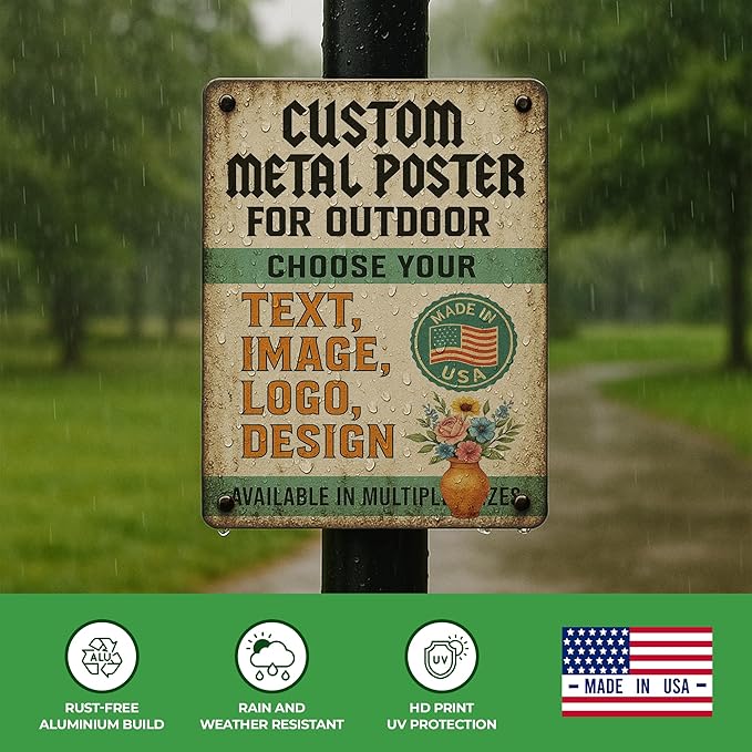 Custom Outdoor Signs by BCB – Heavy-Duty 1mm Thick Personalized Wall Art | Vintage Outdoor Decor for Yard, Street, Garage & Garden | Multiple Sizes | Made in USA