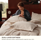 Bedsure Cotton Duvet Cover Queen Size - 100% Cotton Waffle Weave Beige Duvet Cover Queen Size, GentleSoft™ and Breathable Bedding Set for All Season, 3 Pieces, 90"x90"