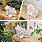 Sungmor Frog Figurine Garden Decor, Cement Frog Statue for Patio Yard Lawn Ornament, Indoor Outdoor Large Stone Decorations Statue, Funny Animal Sculpture Gardening Gift