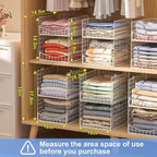4-Tier Stackable Closet Organizers and Storage Shelves, Foldable & Mutifunctional Clothes Storage Basket Sweater Organizer Bins Container for Wardrobe Bathroom, White (Patent Pending)