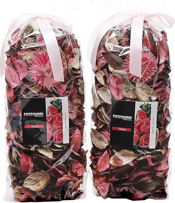 Qingbei Rina Valentine Potpourri Bags,Rose Scented Potpourri Dried Flowers, Pink Decorative Bowl Vase Fillers,Home Fragrance Sachet,2 Bags-8.4oz