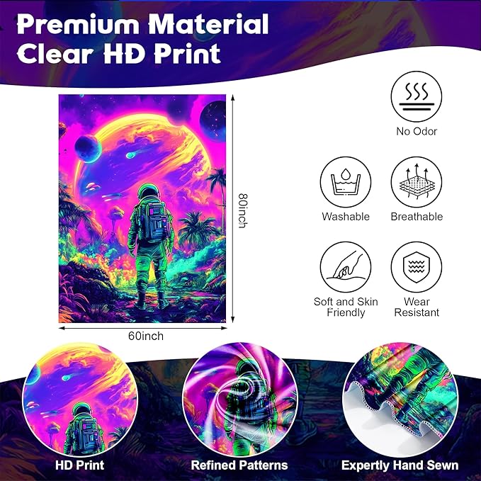 NYZE Astronaut Space Tapestry for Bedroom, Glow in the Dark Room Decor Wall Tapestries, Cool Galaxy Planet Wall Hanging, Wall Hanging for Men Guys Gamer Room Dorm Living Room 60x80 in