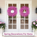 26 Inch Spring Wreaths for Front Door Large Spring Door Wreath Easter Valentines Wild Floral Summer Wreaths Outside All Season for Farmhouse Porch Wall Wedding Living Room Home Decor(Rose Red)