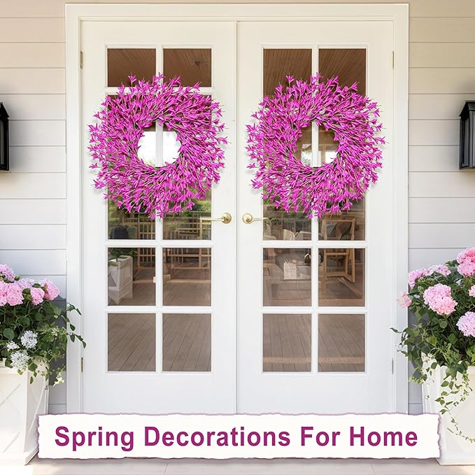 26 Inch Spring Wreaths for Front Door Large Spring Door Wreath Easter Valentines Wild Floral Summer Wreaths Outside All Season for Farmhouse Porch Wall Wedding Living Room Home Decor(Rose Red)