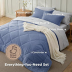 Bedsure King Size Comforter Set - 7 Pieces Reversible Infinity Blue Bedding, King Size Bed Set for All Seasons, Bed in a Bag with Down Alternative Comforter, Sheets, Pillowcases & Shams