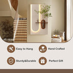 LED Sandstone Wall Decor, 3D Wall Art Sculpture, Simulated Green Plants, Glass Vase & Rabbit Statue, Remote Control 3 Color Light, for Living Room, Bedroom, Hallway(Light Coffee,41.3 * 23.6in)