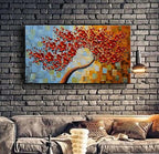 YaSheng Art -handpainted Texture Flowers Contemporary Art Oil Painting On Canvas Abstract Canvas Art 3D Red Tree Paintings Modern Home Wall Art for living room Bedroom Dining Room Office Wall Decor 24x48inch