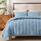 Bedsure Quilts Queen Size – Ultra Soft Cloud Lightweight Bedspread Coverlet Set with 2 Pillow Shams, Breathable & Cozy Comforter Set for All Season Use, Dusty Blue, 3 Piece (90x96 Inches)