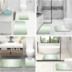 OLANLY Bathroom Rug Set 2 Piece, Soft Absorbent Microfiber Bath Rug Set, Non-Slip, Machine Wash Dry, Plush Shaggy Bath Mats for Bathroom (30"x20"+24"x16", Sage Green)