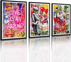 Novatique Graffiti Wall Art for Living Room Banksy Canvas Wall Art Graffiti Street Print Pictures for Bedroom Wall Decor,24" x 36" x 3pcs
