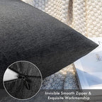 MIULEE Pack of 2 Decorative Outdoor Solid Waterproof Throw Pillow Covers Faux Linen Garden Farmhouse Cushion Cases for Halloween Tent Balcony Couch Sofa 18x18 Inch Black