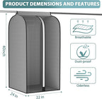 22” Gusseted Garment Bags for Hanging Clothes, Large Clear Window Clothes Cover for Closet Storage, Wardrobe Coat Protector for Suit, Shirt Dress, Bottom Enclosed, 2 Pack, 40” Long
