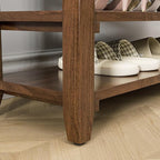 Shoe Rack Bench, 4-Tier Shoe Shelf Organizer, 39.4" Entryway Storage Bench for Hallway, Bedroom, Living Room, Bedroom, Hold up to 550 lbs, Solid Wood, Dark Brown