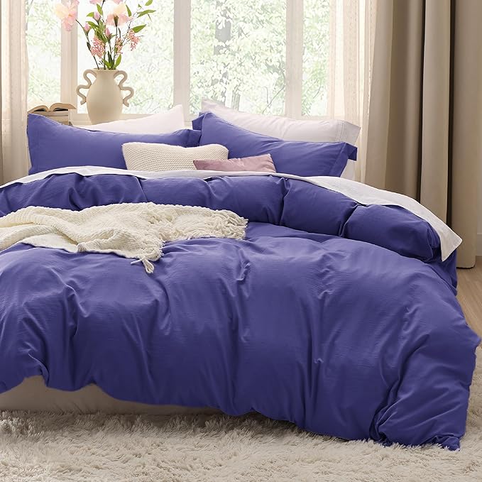 Bedsure Skipper Blue Oversized King Duvet Cover - 3 Pieces Prewashed Cotton-Like Polyester Extra Soft Bedding Set, Includes 1 Duvet Cover 120''x98'' with Zipper Closure & 2 Pillow Shams, No Comforter