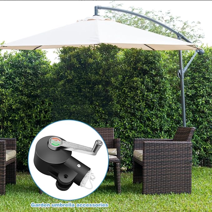 Patio Umbrella Parts - Cantilever Umbrella Stand with Adjustable Rocking Handle, Suitable for Courtyard and Garden
