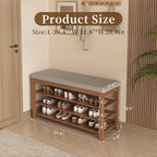 Rubber Wood Shoe Bench with Storage, Flip-Top Soft-Close Lid, Adjustable Shelves, Cushioned Entryway Shoe Rack Organizer, 39.4''