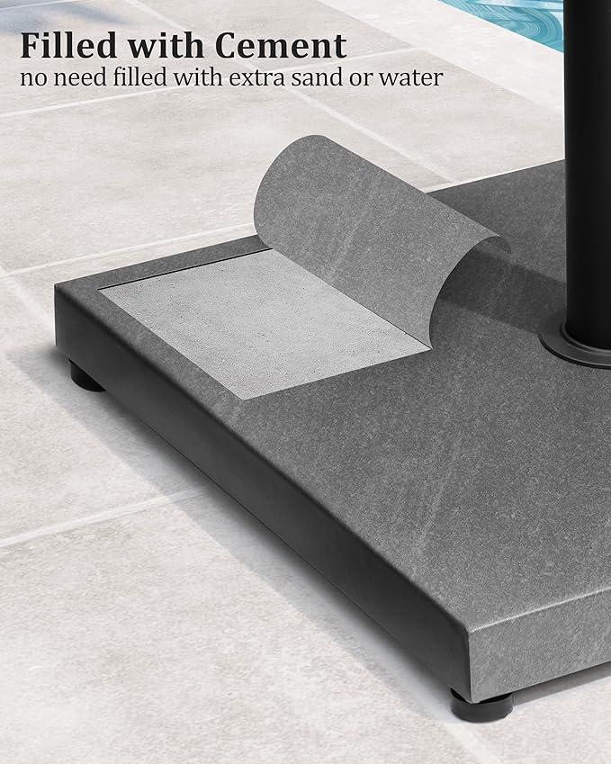 45lbs Patio Umbrella Base - Heavy Duty Outdoor Patio Market Umbrella Stand for Deck, Poolside, Balcony, Wind-Resistant Design, Grey