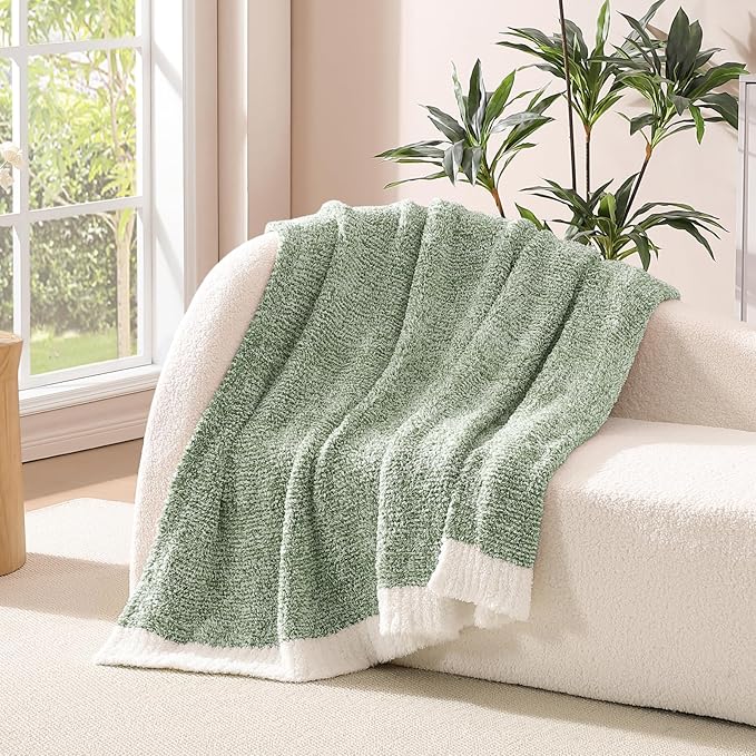 WRENSONGE Throw Blanket Cationic Dyeing Green Soft Cozy Fluffy Warm Hand Made Throw Blankets for Couch, Sofa, Chair, Bed, Camping, Picnic, Travel Lightweight Bed Blanket - 50"x60"
