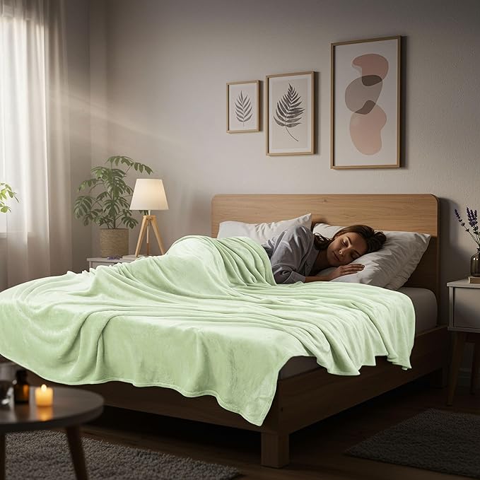 Utopia Bedding Fleece Blanket Twin Size Sage Green 300GSM Luxury Anti-Static Fuzzy Soft Microfiber Bed Blanket (60x80 Inch)