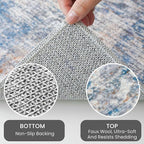 IOHOUZE Abstract Area Rugs 9x12 Ft Washable Large Rugs for Living Room, Non Slip Dining Room Rug, Printed Faux Wool Rugs for Bedroom, Floor Carpet for Office Nursery Playroom, Blue Rust