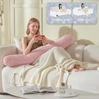 Headboard Wedge Pillow + A Long Neck Roll Pillow Body Pillow，Large Headboard Pillow with Removable Cover (Pink, King：76x8x20 inches)