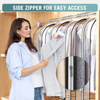 Clear Garment Bag for Hanging Clothes 10” Gusseted, (40&50") Suit Bags for Open Closet Storage Plastic Clothes Cover for Coat, Dress, Shirts, Fur, Jacket, Wardrobe Protectors, 4 Pack