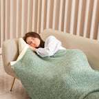 Snuggle Sac Green Blanket Twin Size Bedding Blankets, Super Soft Warm Cozy Knit Blankets for Sofa, Bed, Living Room, Heather Green, 60x80 inches,