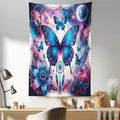 Ambesonne Boho Tapestry, Astral Dream in Outer Space with Fantasy Butterfly Dreamcatcher Moon, Fabric Wall Hanging Decor for Bedroom Living Room Dorm, 30" X 45", Pale Pink Sky Blue Indigo