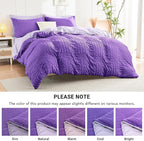 HYMOKEGE Dark Purple/Lavender King Size Comforter Set Seersucker 7 Pieces, All Season Luxury Bed in a Bag for Bedroom, Bedding Set with Comforter, Sheets, Pillowcases & Shams