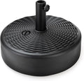 Home Zone Living 40lb Round Fillable Patio Umbrella Base Stand, 18in, Pole Holder, Water, Sand, Fits Poles Up to 1.9in(48mm) Diameter, UV Resistant, Lawn, Deck, Backyard, Garden, Spa, Pool, USA-Based