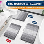 OLANLY Bathroom Rug Set 2 Piece, Soft Absorbent Microfiber Bath Mats and U-Shaped Contour Toilet Rug, Non-Slip, Machine Wash Dry, Plush Shaggy Bath Mats for Bathroom (30"x20"+24"x20", Grey)