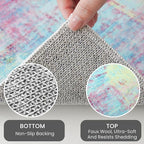 IOHOUZE Abstract Runner Rug 3x12 Ft Washable Runners for Hallways, Non Slip Kitchen Runner Printed Faux Wool Entryway Runner Indoor, Modern Abstract Floor Carpet for Hall Kitchen, Pink Teal