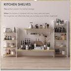 4NM No Assembly Folding Bookshelf Storage Shelves 4 Tiers Vintage Bookcase Standing Racks Study Organizer Home Office (Natural White)