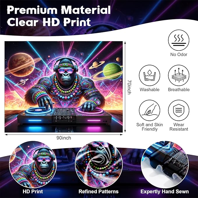 NYZE Astronaut Space Tapestry for Bedroom, Glow in the Dark Room Decor Wall Tapestries, Cool Galaxy Planet Wall Hanging, Wall Hanging for Men Guys Gamer Room Dorm Living Room 90in×70in