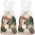 Nuanchu 2 Pack Decorative Balls Potpourri Bowl Filler Decor Natural Vase Bowl Filler Assorted Spherical Rattan Twigs Wicker Balls for Home Decor Centerpiece, No Scent(Green Series,Simple Style)